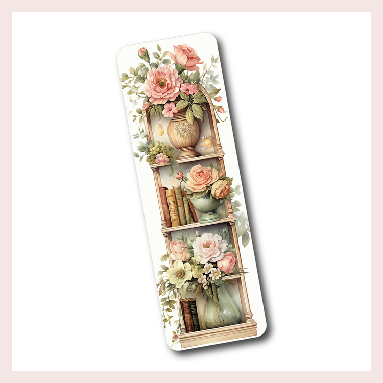 Bookshelf with Blush Pink Florals | Bookmark