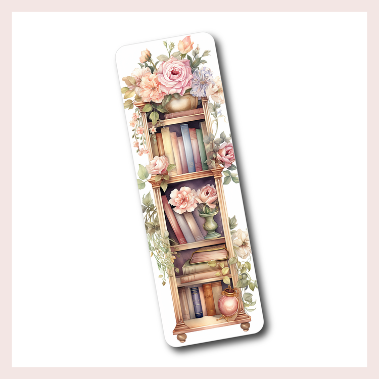Bookshelf with Blush Pink Florals | Bookmark