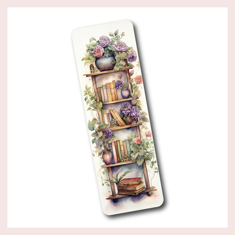 Bookshelf with Purple Florals | Bookmark