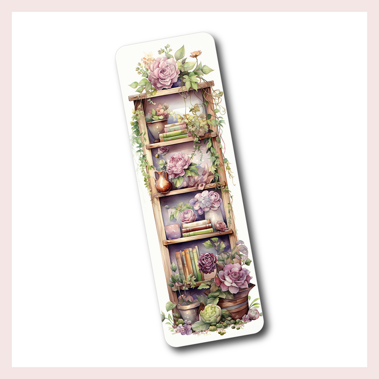Bookshelf with Purple Florals | Bookmark