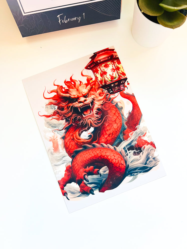 C068 | Dragon Lunar Year Journal Card 5x7" | Thick Soft Touch Material