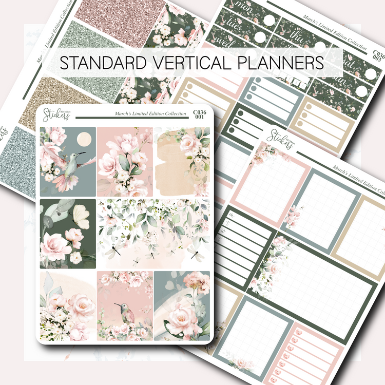 C036 | HUMMING BIRD & WATERCOLOUR FLOWERS | WEEKLY VERTICAL KIT