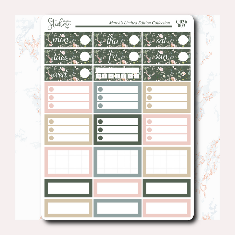 C036 | HUMMING BIRD & WATERCOLOUR FLOWERS | WEEKLY VERTICAL KIT