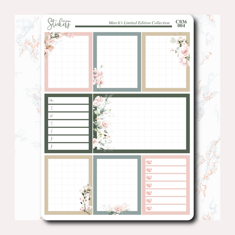 C036 | HUMMING BIRD & WATERCOLOUR FLOWERS | WEEKLY VERTICAL KIT