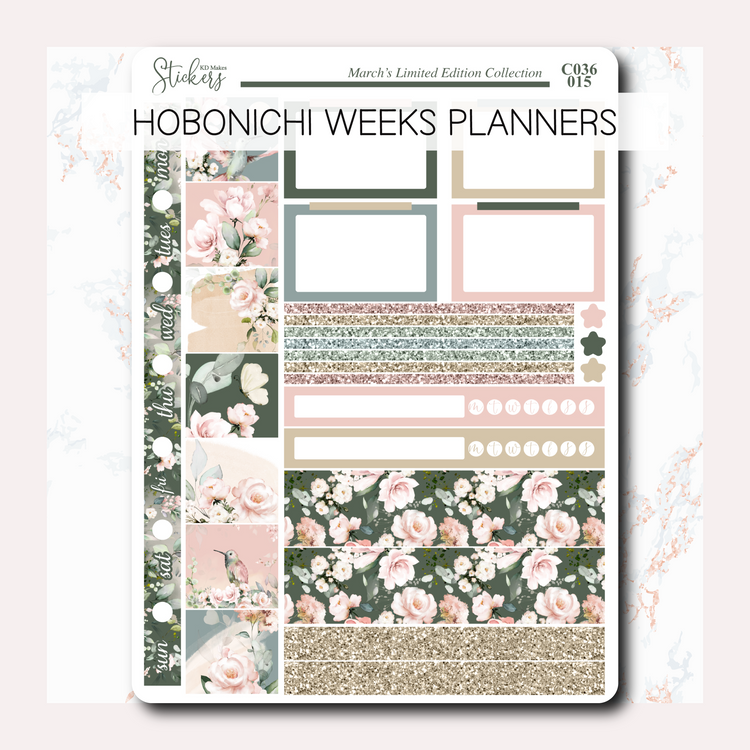 C036 | HUMMING BIRD & WATERCOLOUR FLOWERS | HOBONICHI WEEKS WEEKLY KIT