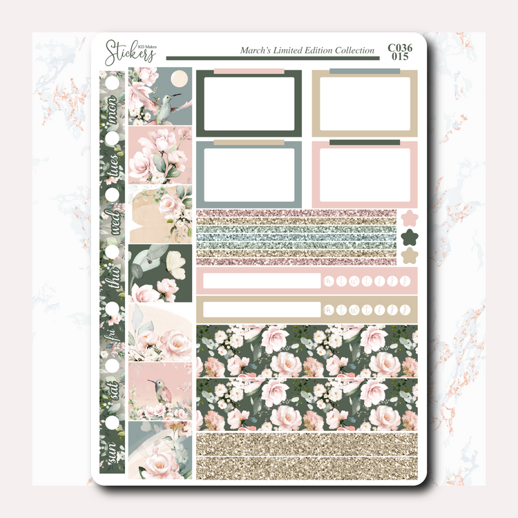 C036 | HUMMING BIRD & WATERCOLOUR FLOWERS | HOBONICHI WEEKS WEEKLY KIT