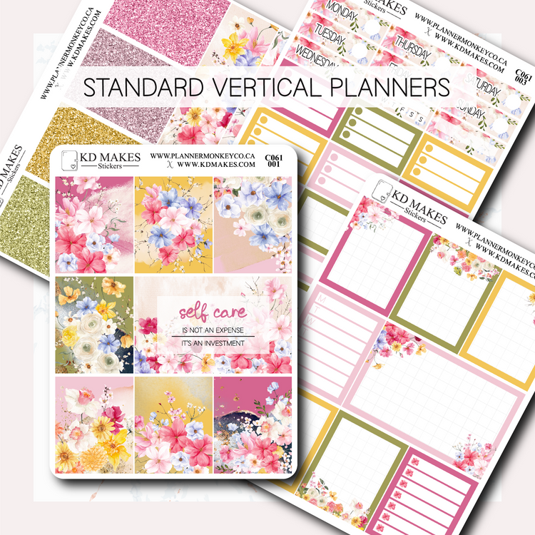 C061 | PlannerMonkeyCo SELF CARE ISN'T SELFISH COLLAB | WEEKLY VERTICAL KIT