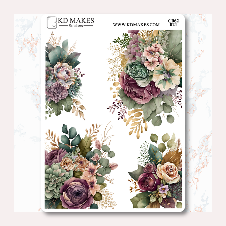 C062 | EMERALD GREEN & PURPLE FLOWERS | Deco Bundle
