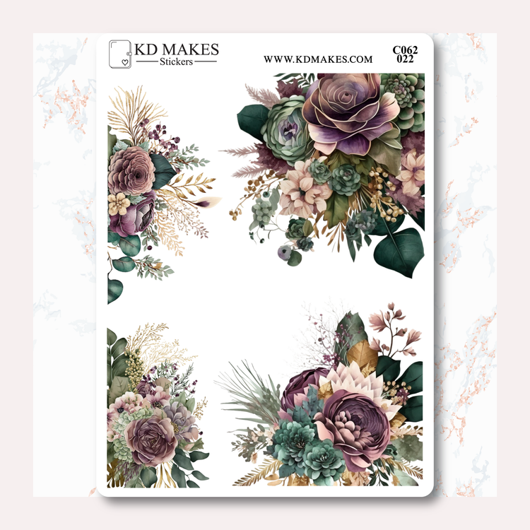 C062 | EMERALD GREEN & PURPLE FLOWERS - DECO