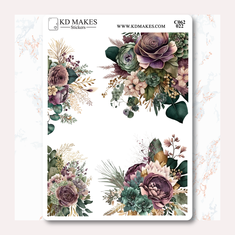 C062 | EMERALD GREEN & PURPLE FLOWERS | Deco Bundle
