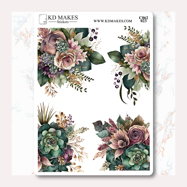 C062 | EMERALD GREEN & PURPLE FLOWERS | Deco Bundle