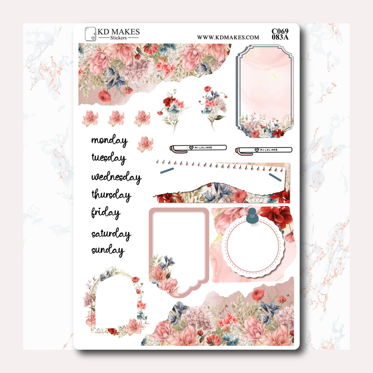 C069 | WATERCOLOUR FLOWERS - JOURNAL KIT | A PlannerMonkeyCo COLLAB