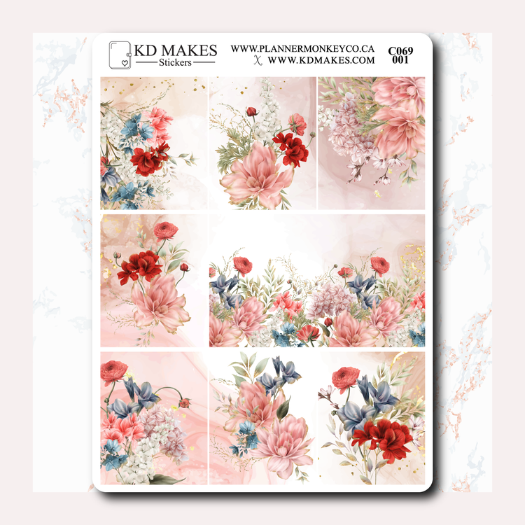 C069 | Watercolour Flowers | A PlannerMonkeyCo COLLAB | WEEKLY VERTICAL KIT