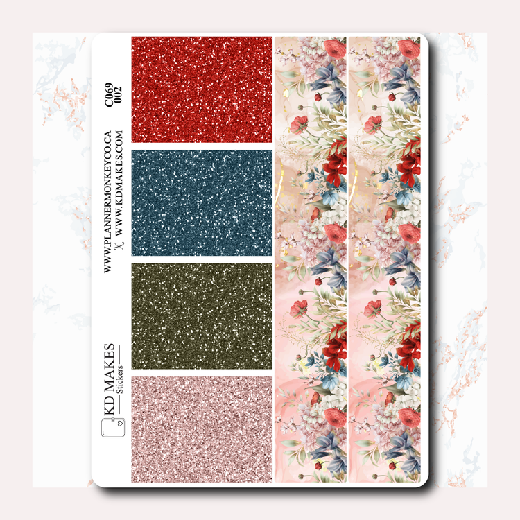C069 | Watercolour Flowers | A PlannerMonkeyCo COLLAB | WEEKLY VERTICAL KIT
