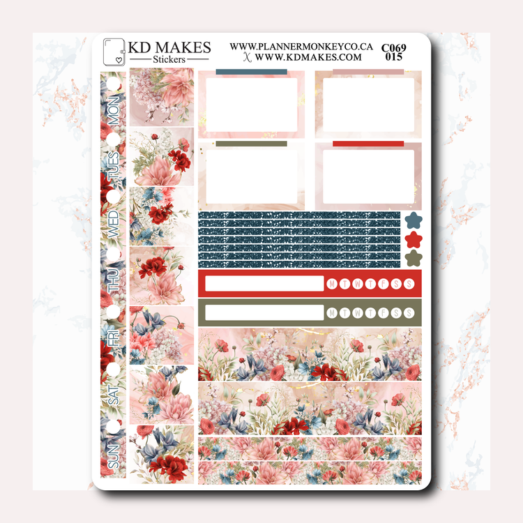 C069 | Watercolour Flowers | A PlannerMonkeyCo COLLAB | HOBONICHI WEEKS WEEKLY KIT