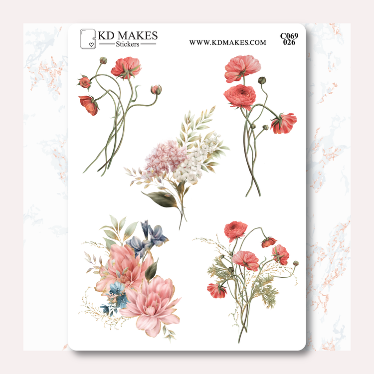 C069 | WATERCOLOUR FLOWERS | A PlannerMonkeyCo COLLAB | Deco Bundle