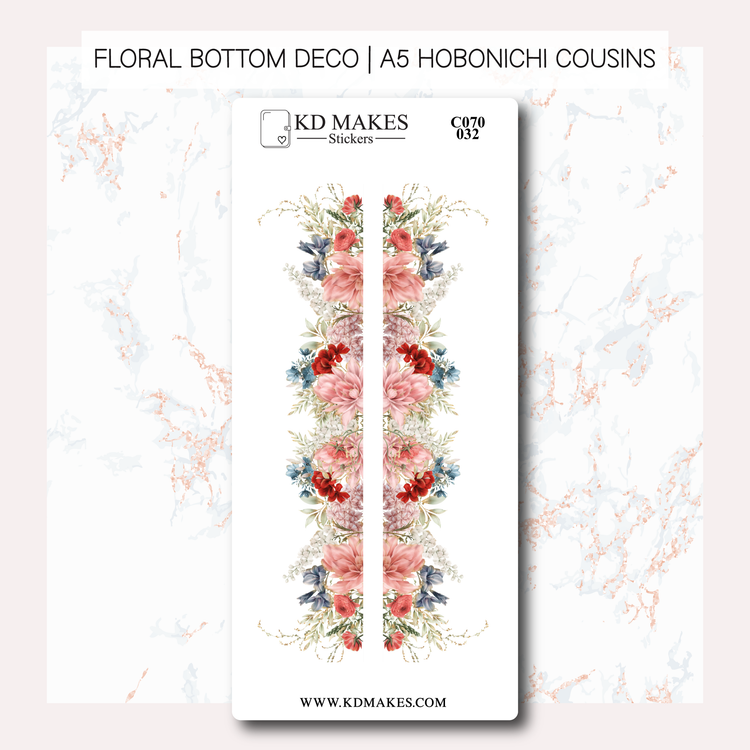 C069 | WATERCOLOUR FLOWERS | A PMC COLLAB | A5 Bottom Page Deco