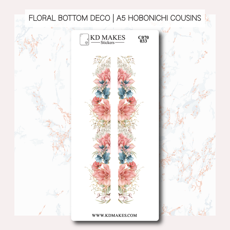 C069 | WATERCOLOUR FLOWERS | A PMC COLLAB | A5 Bottom Page Deco