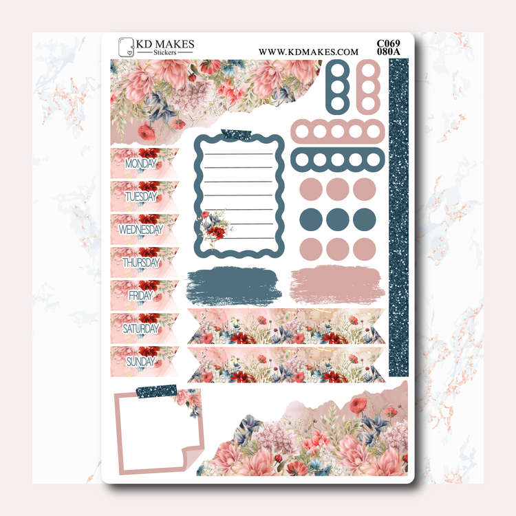 C069 | Watercolour Flowers | JOURNALING KIT WITH DATE COVERS | A PlannerMonkeyCo COLLAB
