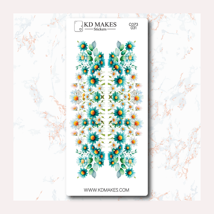 C073 | COLOURFUL DAISIES | A5 Bottom Page Deco | A PMC COLLAB