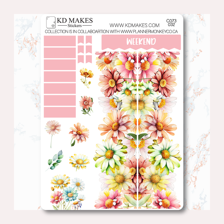 C073 | COLOURFUL DAISIES | MINIMAL A5 HOBONICHI COUSINS WEEKLY | A PMC COLLAB