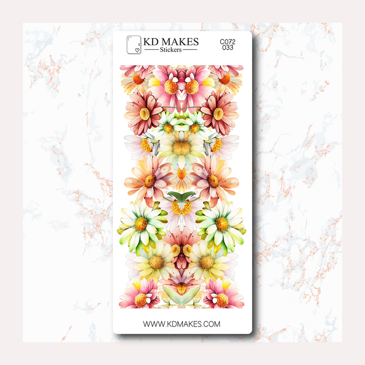 C073 | COLOURFUL DAISIES | A5 Bottom Page Deco | A PMC COLLAB