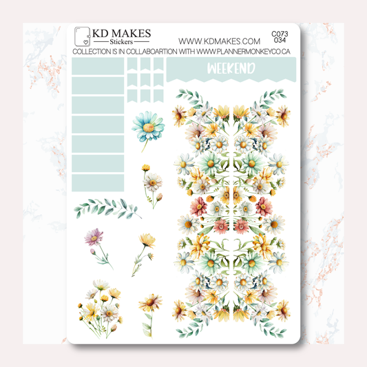 C073 | COLOURFUL DAISIES | MINIMAL A5 HOBONICHI COUSINS WEEKLY | A PMC COLLAB