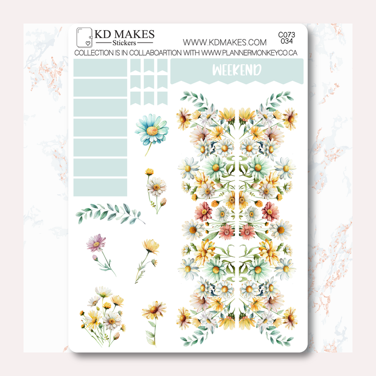 C073 | COLOURFUL DAISIES | MINIMAL A5 HOBONICHI COUSINS WEEKLY | A PMC COLLAB