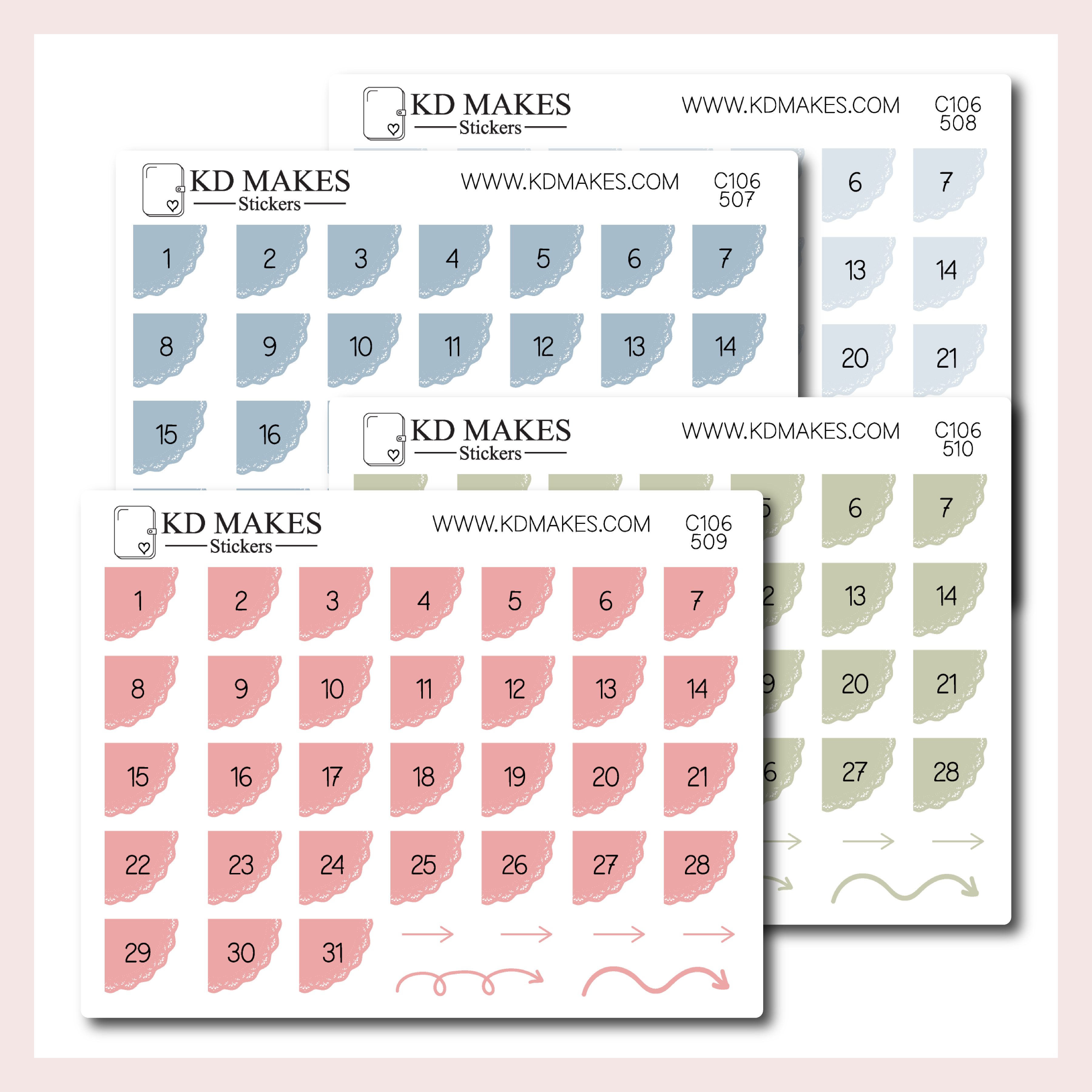 C106 | SET OF 4 QUARTER CIRCLE LACE DATE COVER | 0.5