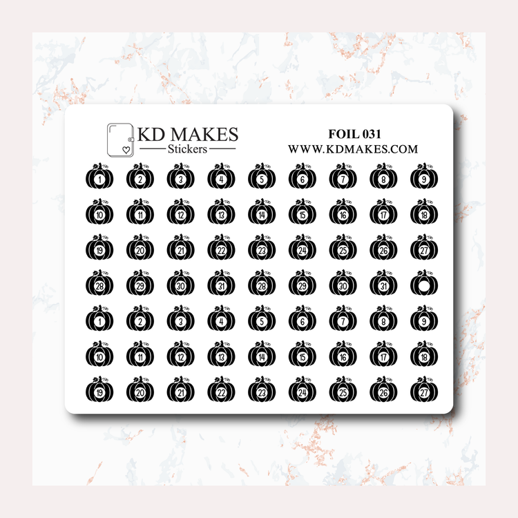 PUMPKIN DATE NUMBERS - FOIL 031