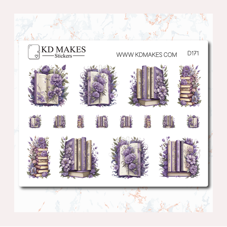PURPLE FLORAL BOOKS DECO