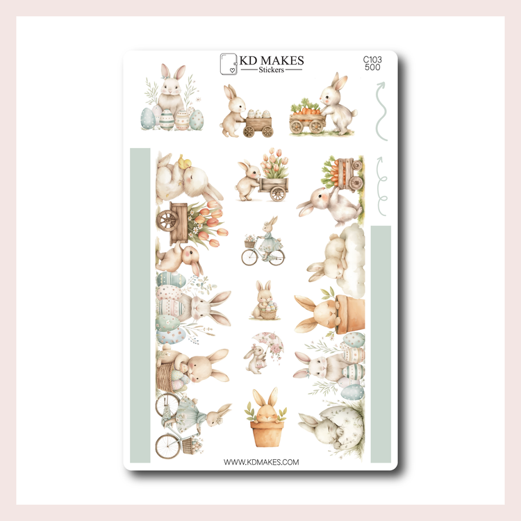 C103 | EASTER BUNNIES | A5 HOBONICHI COUSINS MONTHLY