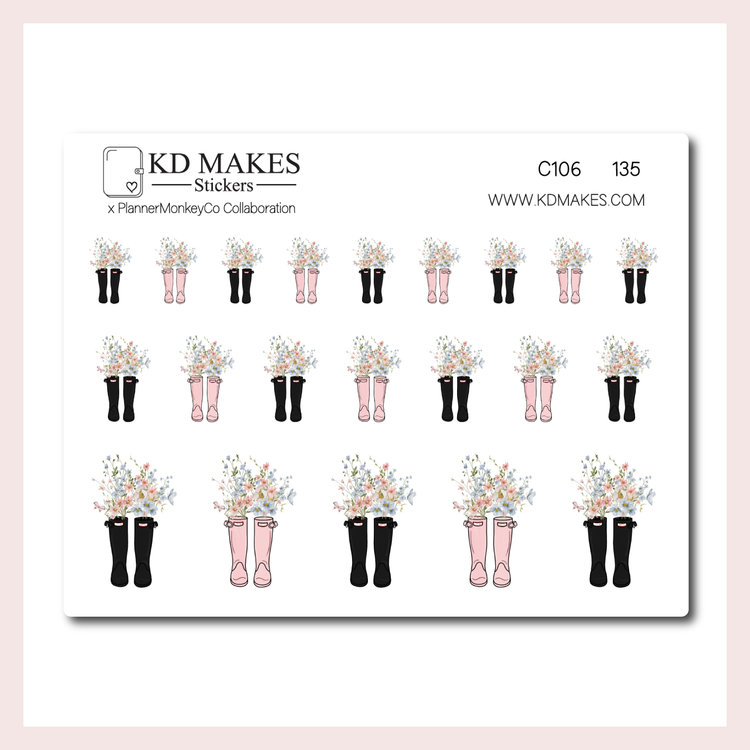 C106 | Boots & Flowers | A PLANNERMONKEYCO (PMC) X KDM COLLAB