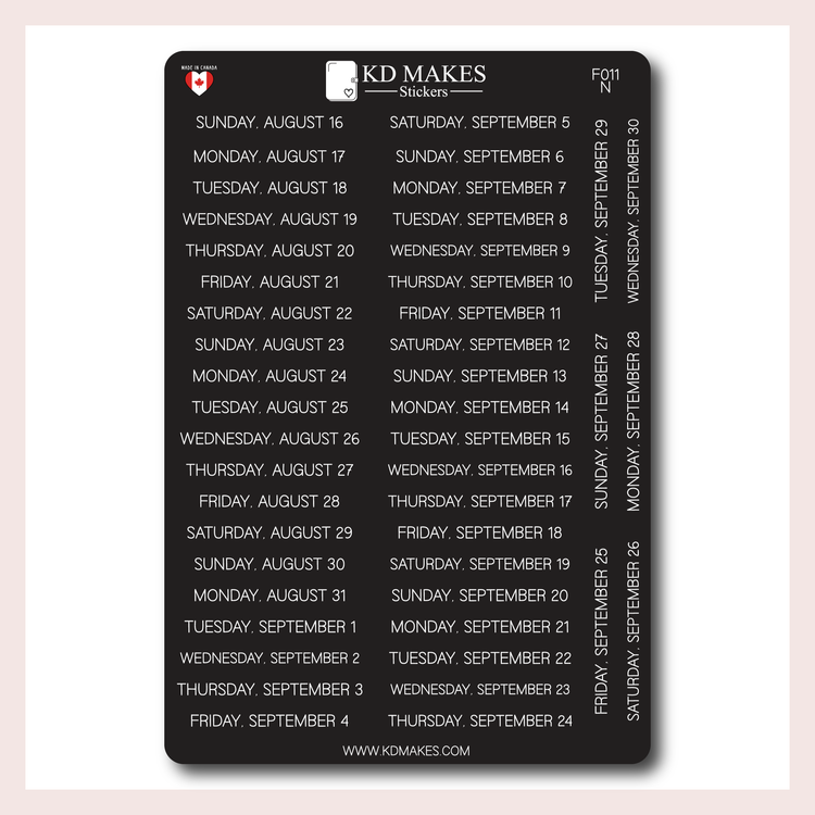 F011 | 2026 Daily Date Strips | Minimal