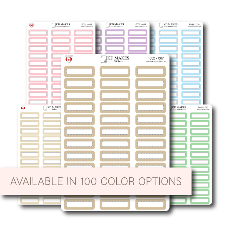1.3" Rectangle Planner Stickers | Hobonichi Cousin | Write-In Boxes | Functional Labels