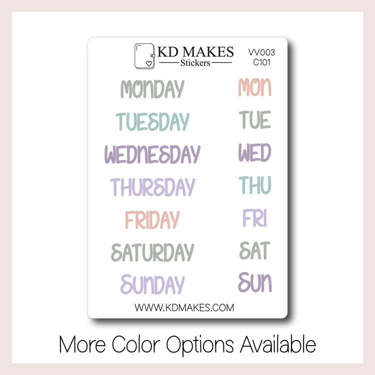 Days of the Week (English) | Value Vault