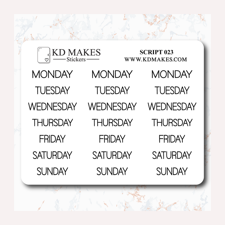 DAYS OF THE WEEK - MINIMALIST - SCRIPT 023