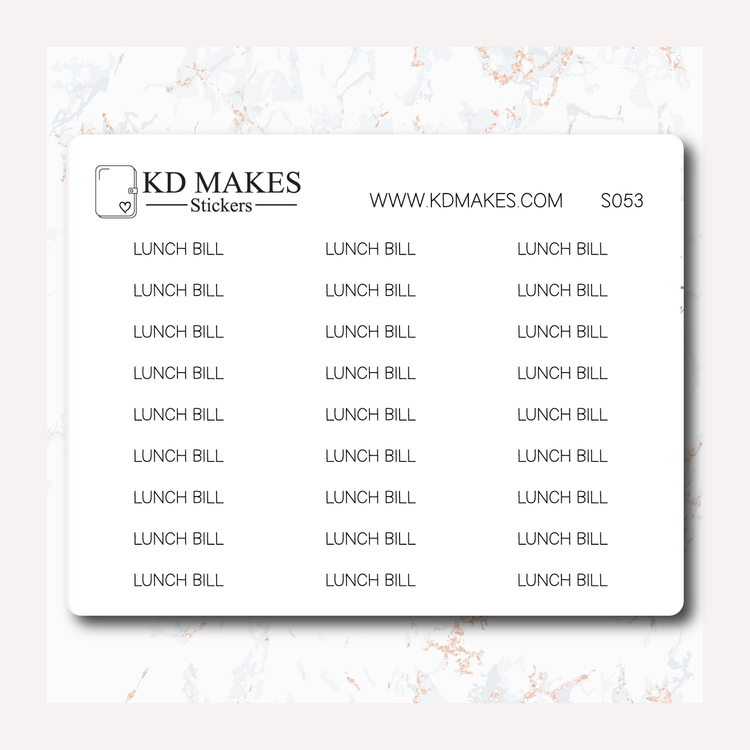 LUNCH BILL - SCRIPT 053