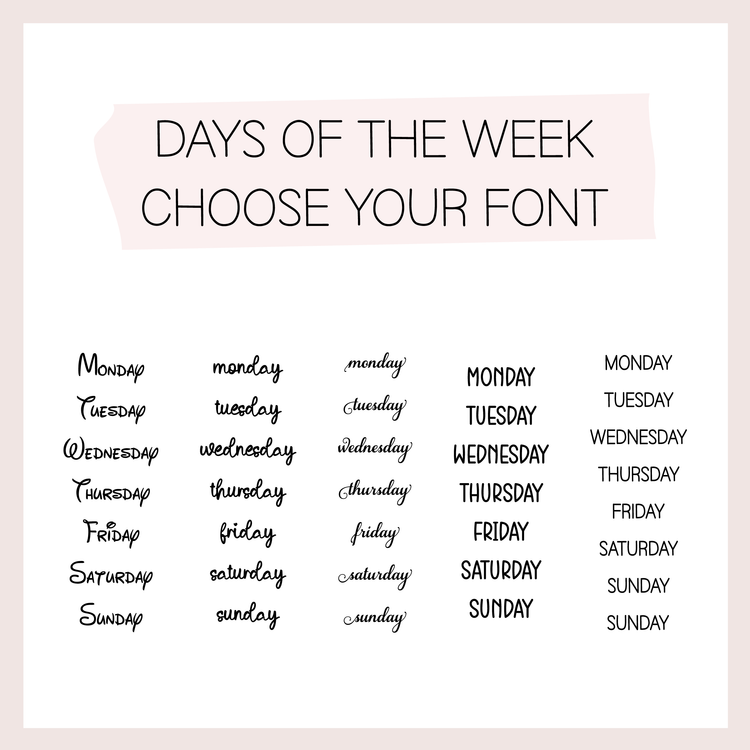 Days of the Week | Script Sticker