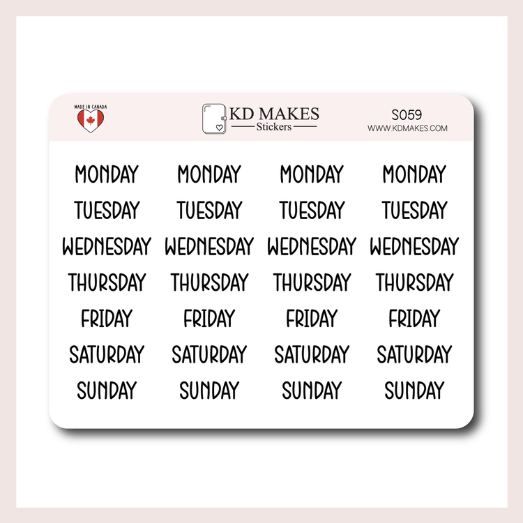 Days of the Week | Script Sticker