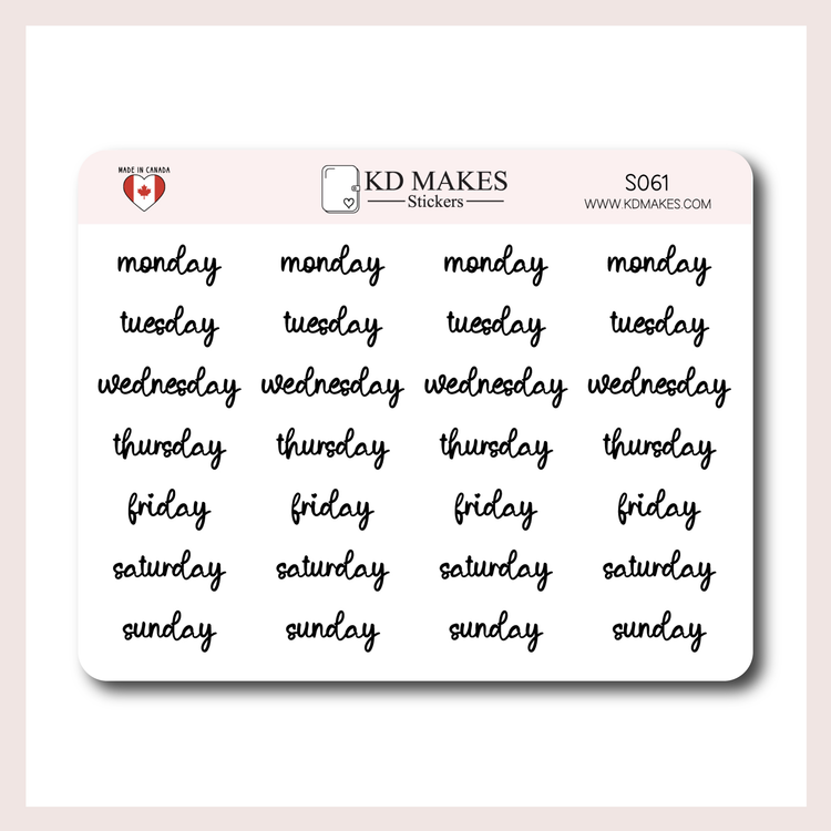 Days of the Week | Script Sticker
