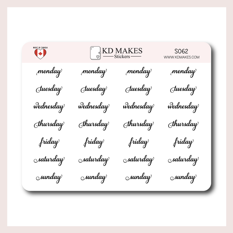 Days of the Week | Script Sticker