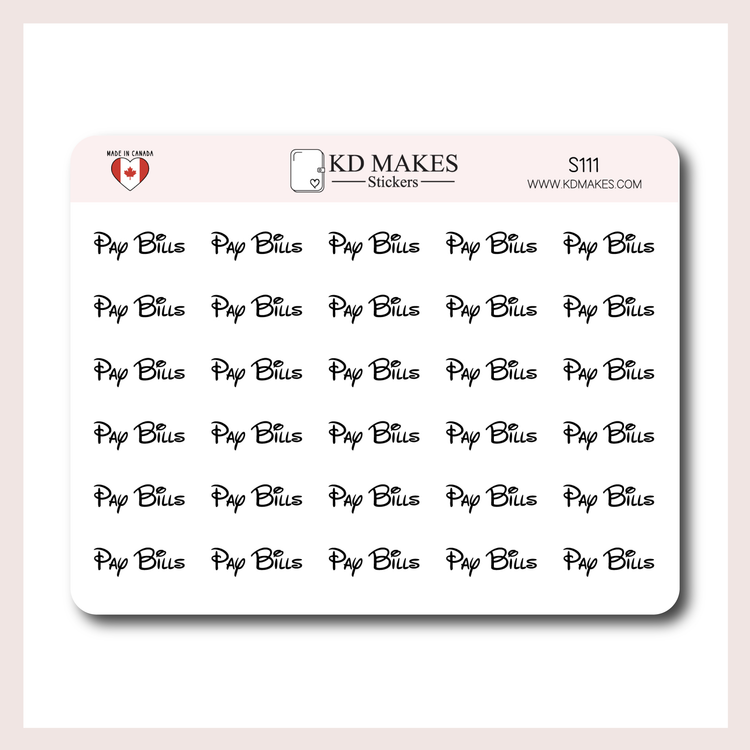 Pay Bills | Script Sticker