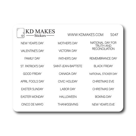 Canadian Holidays | Script Planner Stickers (S047)