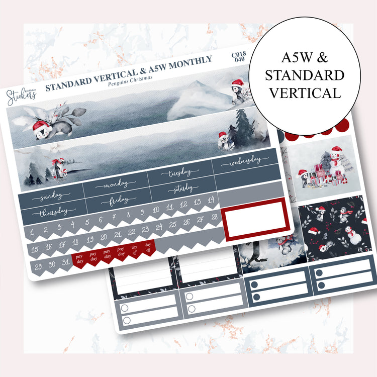 C018 | Penguins Christmas | Monthly Kit (A5W & Standard Vertical)