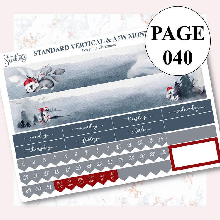 C018 | Penguins Christmas | Monthly Kit (A5W & Standard Vertical)