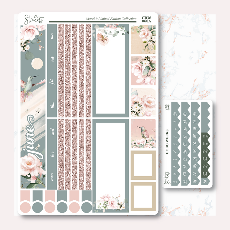 C036 | HUMMING BIRD & WATERCOLOUR FLOWERS | HOBONICHI WEEKS MONTHLY KIT