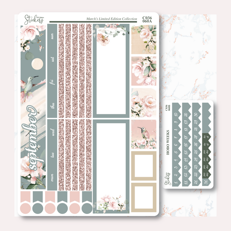 C036 | HUMMING BIRD & WATERCOLOUR FLOWERS | HOBONICHI WEEKS MONTHLY KIT