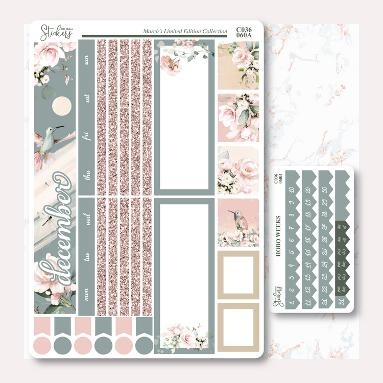 C036 | HUMMING BIRD & WATERCOLOUR FLOWERS | HOBONICHI WEEKS MONTHLY KIT