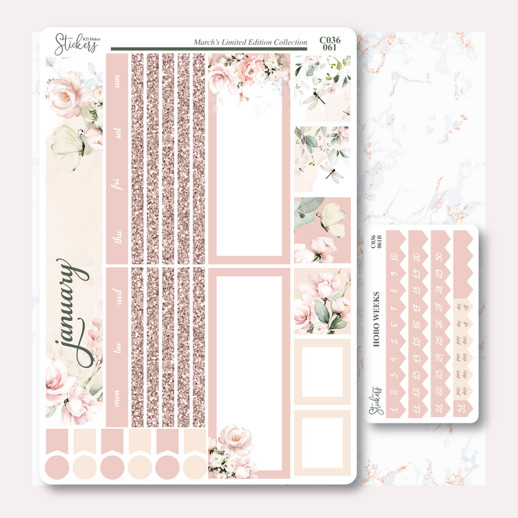 C036 | HUMMING BIRD & WATERCOLOUR FLOWERS | HOBONICHI WEEKS MONTHLY KIT